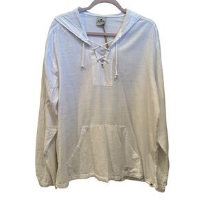 NWT Blanco Cotton Hooded Pullover Lace-Up Front Pockets Spring Neutral Sz L